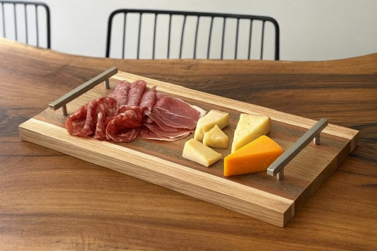 Handmade black walnut, maple, oak & sapele fall themed wood charcuterie board (Free Shipping)