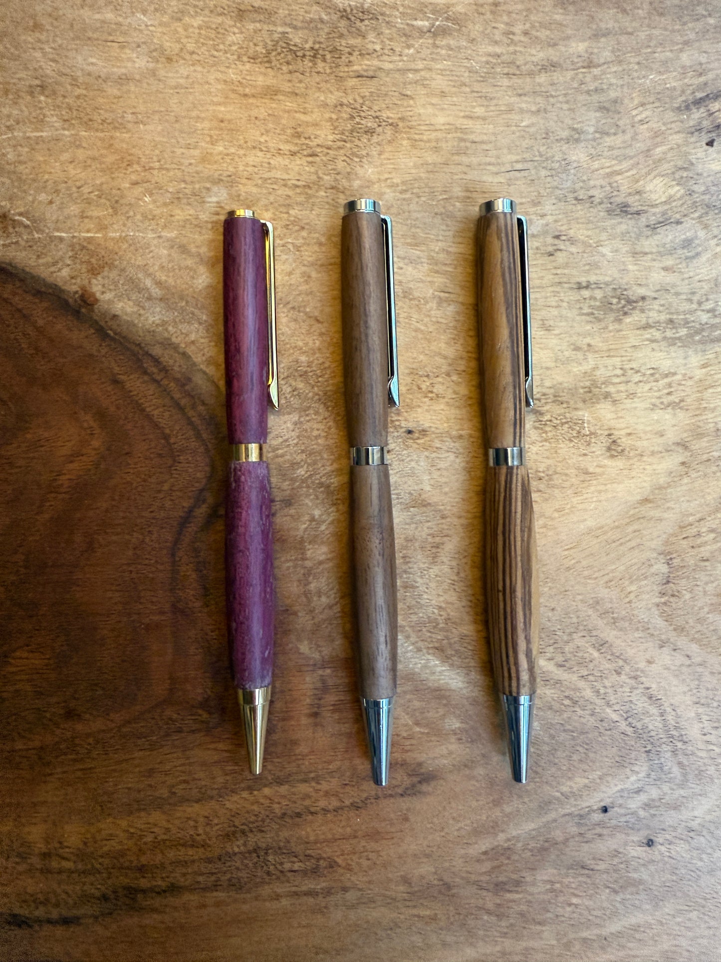 Handcrafted wood pen set