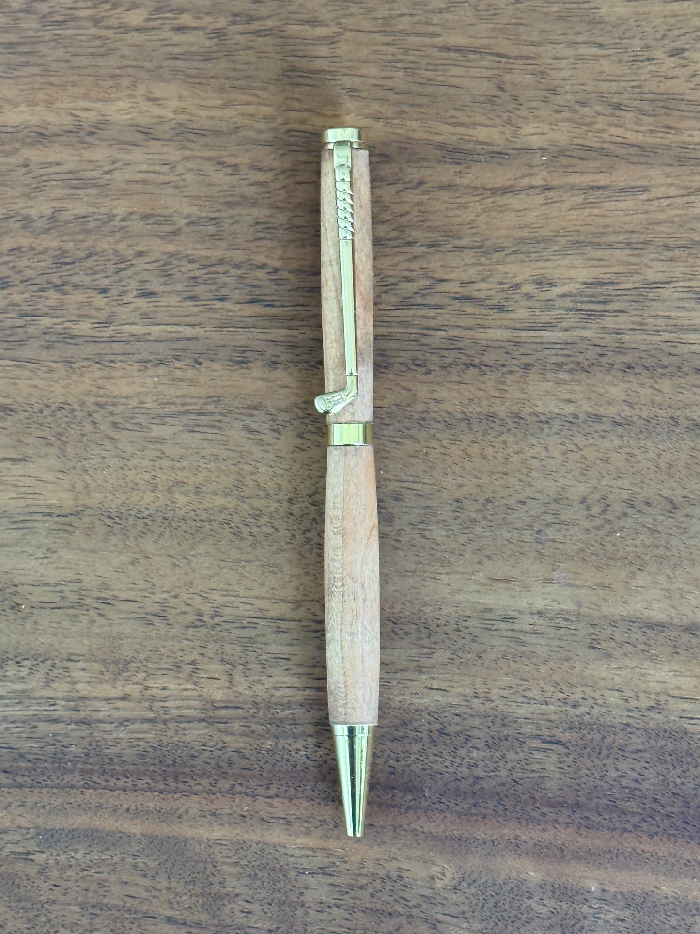 Handmade cherry wood pen with golf clip