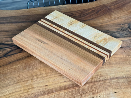 Premium collection handmade maple, black walnut & sapele wood cutting board
