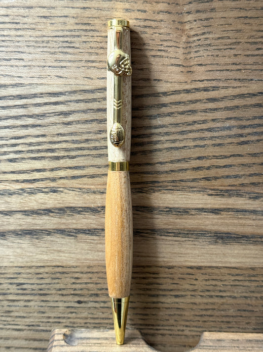 Handmade sugar maple pen with football clip
