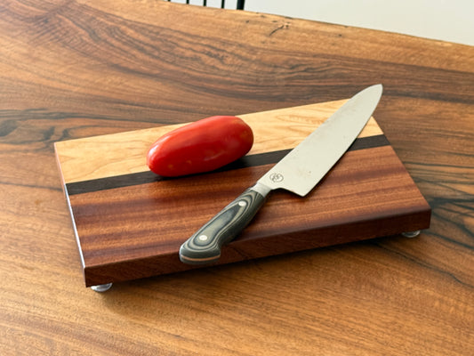 Premium collection handmade maple, sapele, black palm mini wood cutting board