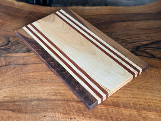 Handmade black walnut, maple & sapele charcuterie board