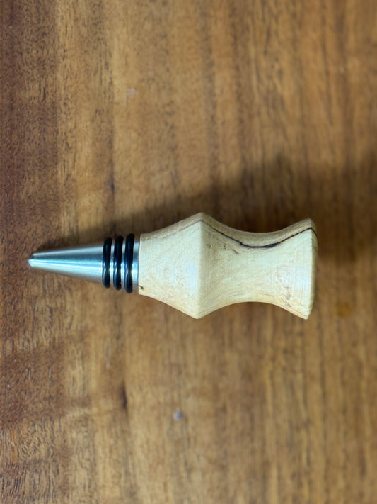 Handmade maple wine stopper