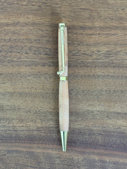 Handmade cherry wood pen with golf clip